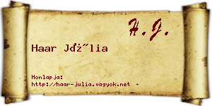 Haar Júlia névjegykártya
